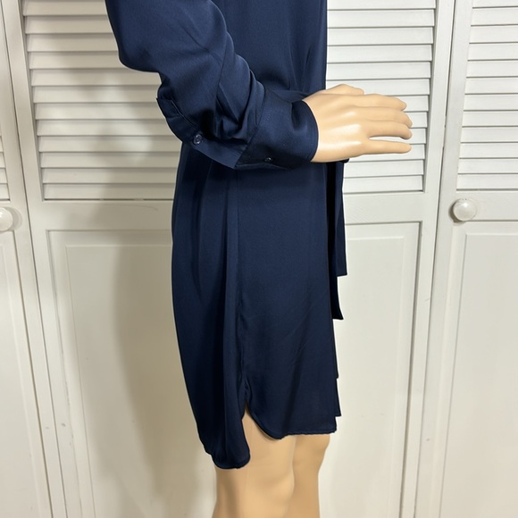 NWT Quince Silk Stretch Shirt Dress XS in Blue - Picture 11 of 16